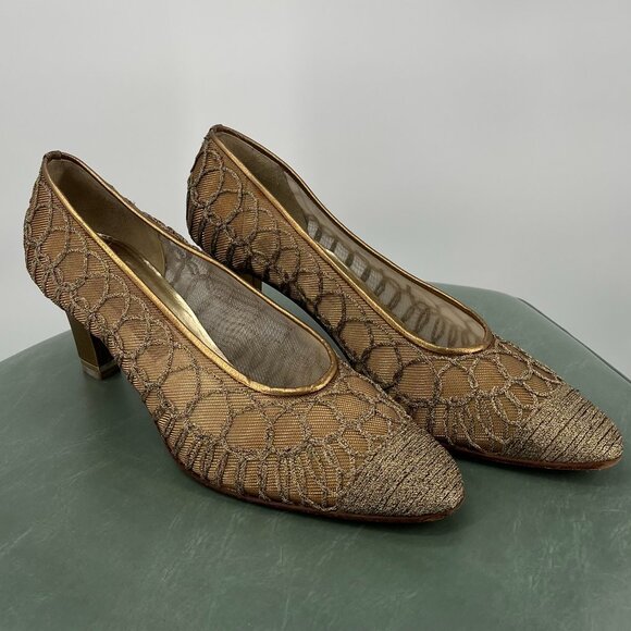 Vintage Sandro Vicari Gold (Made in Italy) Size 39.5 - Picture 1 of 7
